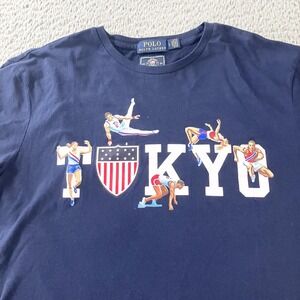 Polo Ralph Lauren Shirt Mens Large Navy Olympics Tokyo 2020 USA‎ Short Sleeve